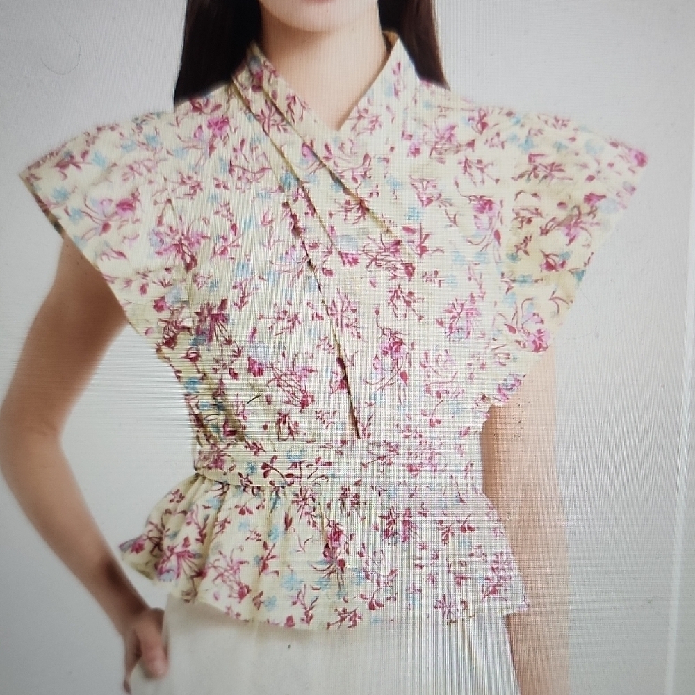 10 Crosby Derek Lam Brynn Ruffle Wrap Top Size 00